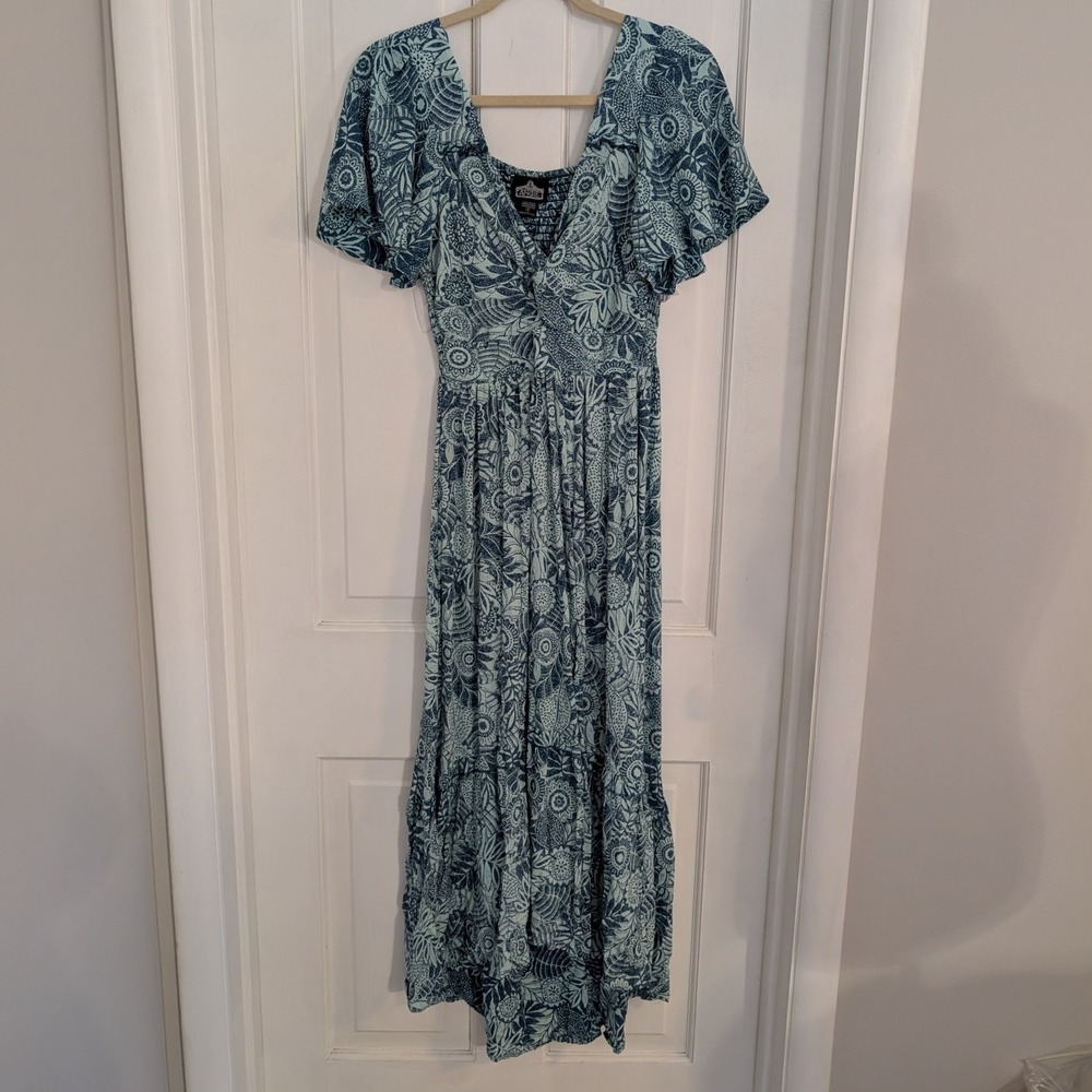 Angie Hi-Lo Maxi Dress SMALL Fairy Boho Cottage Resort Coastal Floral Women
